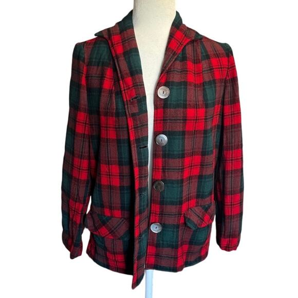 1960s Pendleton “49er” Wool Jacket – Vintage Red & Green Tartan Plaid – XS/S - Picture 4 of 7